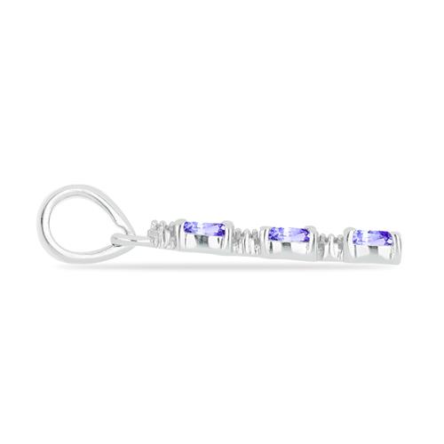 BUY STERLING SILVER NATURAL TANZANITE WITH WHITE ZIRCON GEMSTONE PENDANT